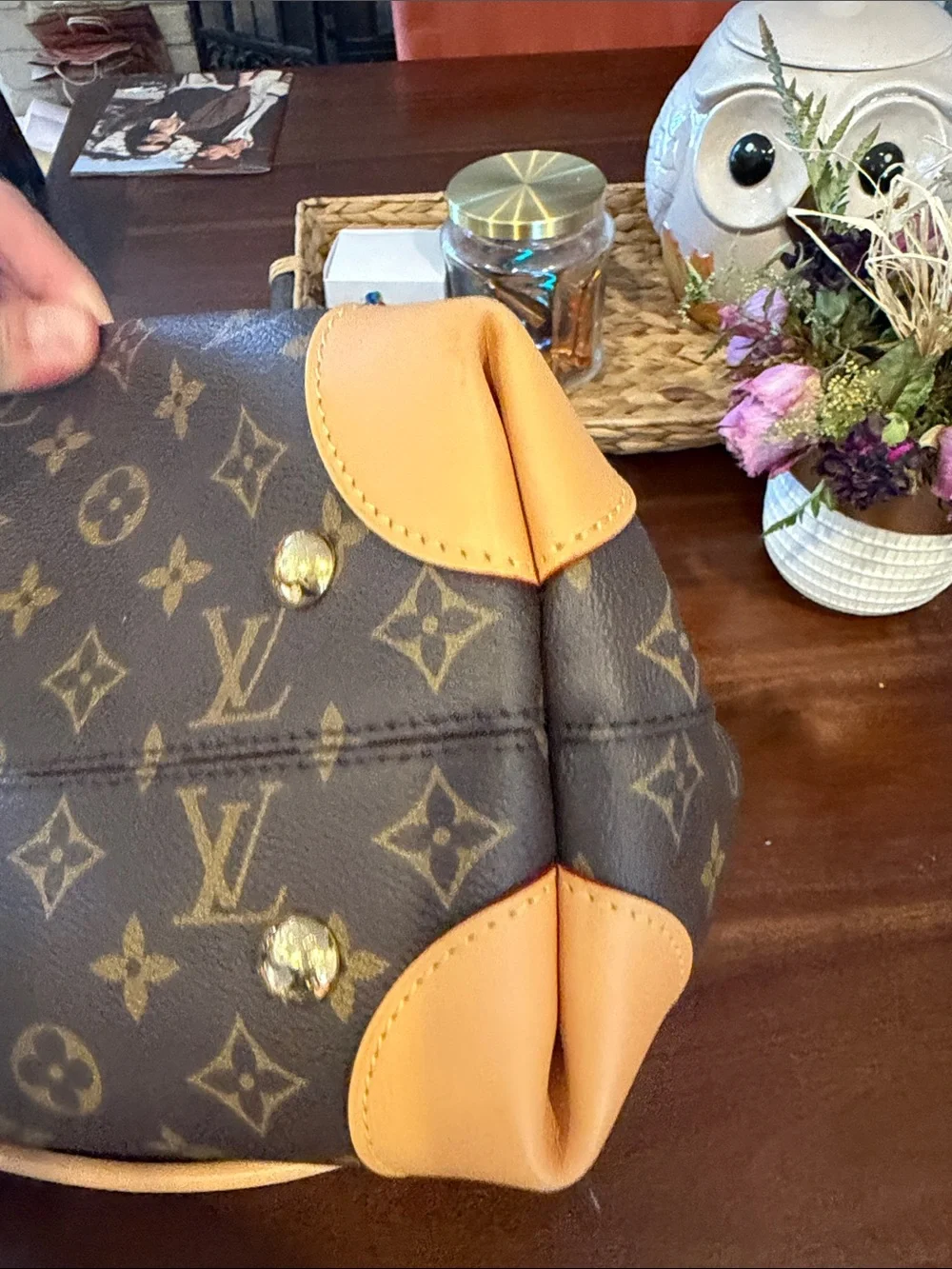 Louis Vuitton Brown Monogram Messenger Bag with Tan Accents and Gold Hardware